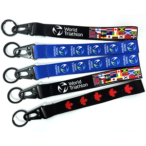2025 Custom Printed Promotional Cheap Events Fabric Polyester Wrist Lanyard Keychain