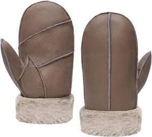 Mitaines confortables en cuir de mouton pour hommes pour femmes gants de mitaines doublés de fourrure d'hiver pour les fêtes de cyclisme quotidiennes à l'extérieur imprimées - Product Image 6