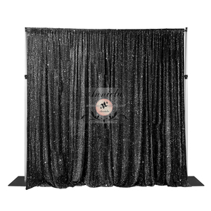 Décorations de <span class=keywords><strong>mariage</strong></span> ANNIELU en velours noir premium avec paillettes, location de toile de fond pour lieux intérieurs - Product Image 1