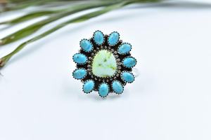 Anillo ajustable hecho a mano Palomino Mojave turquesa anillo de declaración de Plata de Ley 925 para mujer - Product Image 5