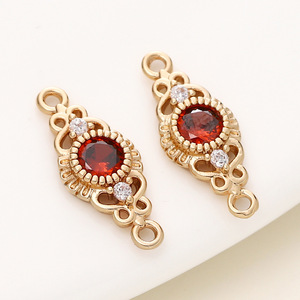 <b>Copper</b> Gold Plated Zircon Navette Connector Pendant For <b>Bracelet</b> Making DIY Jewelry Accessories - Product Image 4