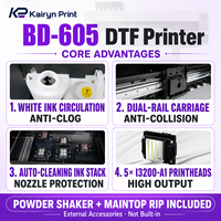 Imprimante DTF BD-605 à 5 têtes, 680 mm, 40 m²/h, encre CMYKW blanche pour la production de t-shirts, vêtements de sport et uniformes en grande quantité