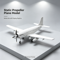 Modèle d'avion à hélices blanches personnalisé avec structure statique, pods d'aile et équipement de capteurs détaillé