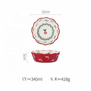 Bol en céramique de style <span class=keywords><strong>japonais</strong></span> pour salade, fruits, desserts et collations, vaisselle en céramique de style fleur, ustensiles de cuisine, pots, bol en céramique de style cerise, vaisselle en porcelaine - Product Image 2