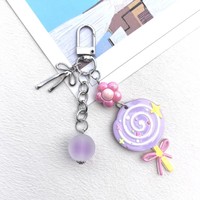 Porte-clés Sucette en Acrylique Adorable avec Breloque Fleur, Perle et Nœud Papillon, Style Bonbon Sucré, Pendentif de Sac, Accessoire de Mode Décoratif