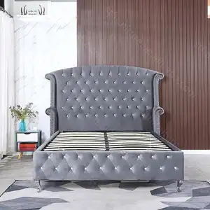 ST-011 zeitgenössisches Schlafzimmermöbel Ledermöbel Bett Kiefer modernes Bett mit Ablage Weiches Bett 4 Schubladen Ablage Kingsize