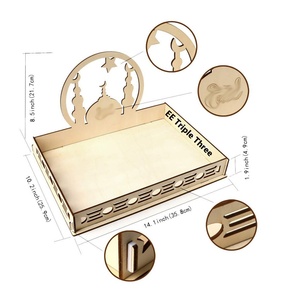 Plateau en <span class=keywords><strong>bois</strong></span> écologique blanc pour desserts et pâtisseries, idéal pour le service lors des fêtes islamiques, artisanat en <span class=keywords><strong>bois</strong></span> avec gravure sculptée - Product Image 2