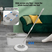 Ensemble serpillière rotative et seau de nettoyage de sol de haute qualité, léger, pour usage humide/sec, avec design mains libres et manche en acier rotatif à 360 degrés