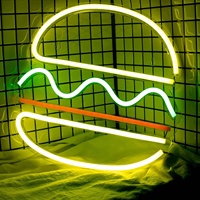 Enseigne néon LED Hamburger avec variateur d'intensité, animation personnalisable, multicolore pour restaurants, bars, pubs, restaurants de burgers, décoration murale