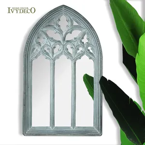 IVYDECO Antique Decorative Arched Wrought Iron Mirror Frames Window Mirror Wall Mirrors