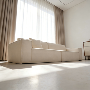 बेज कपड़े मॉड्यूलर 3-सीटर सोफे न्यूनतम आरामदायक शैली लिविंग रूम सोफा न्यूनतम घर सजावट का उपयोग करता है - Product Image 3