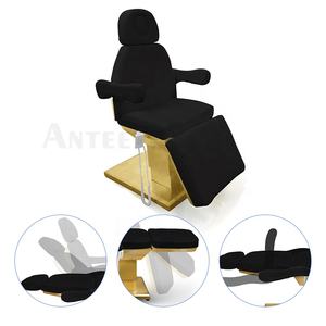 Spa électrique de luxe Salon de beauté clinique Massage traitement lit Tables chaise Base dorée 3 4 moteurs lit de beauté noir - Product Image 2
