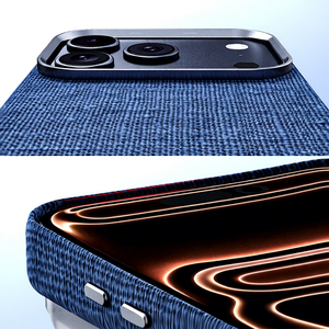 Fundas Magnéticas Antihuellas y Antigolpes de Tela de Lino para iPhone 17 Pro Max, Protección de Lente, Carga Inalámbrica - Product Image 6
