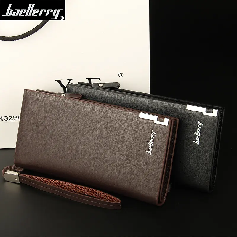 Baellerry new men wallets leather luxury Black phone purse Business long wallet men pu leather wallet for men leather slim