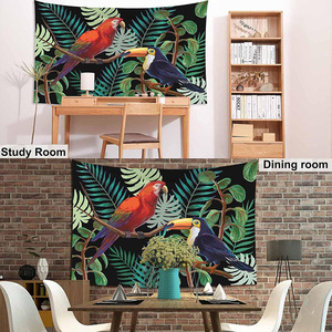 Perroquet Tapisseries En Vrac Grande Taille <span class=keywords><strong>Aquarelle</strong></span> Jungle Tropicale Plantes <span class=keywords><strong>Oiseaux</strong></span> Verts Tapisserie pour La Décoration Intérieure - Product Image 6