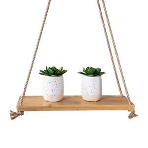 <span class=keywords><strong>Étagère</strong></span> murale flottante moderne en bambou avec <span class=keywords><strong>corde</strong></span>, <span class=keywords><strong>étagère</strong></span> de rangement en bambou - Product Image 2