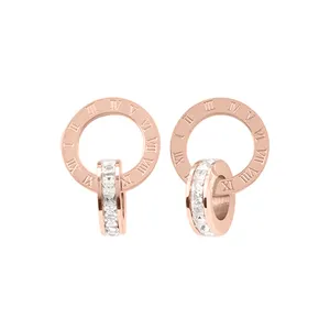 Huggie耳环与锆石设计珠宝模型沙特2024女性图片小玫瑰金礼品白色派对时尚AAA
