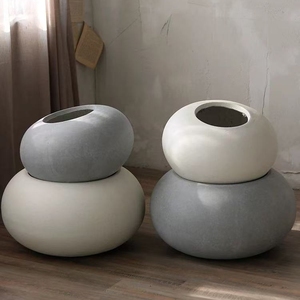 Pot de fleur créatif rond et plat en ciment et magnésium, plante verte, salon de thé nordique simple, <span class=keywords><strong>magasin</strong></span> de vêtements pour centre commercial - Product Image 5