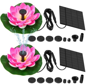 Fontaine solaire à LED avec design feuille de lotus et pompe pour bain d'oiseaux, éclairage LED IP65, commande par bouton - Product Image 4