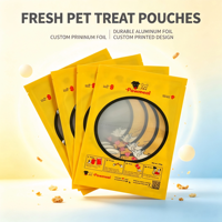 Sac en plastique laminé écologique de qualité alimentaire imprimé en héliogravure personnalisé avec fermeture thermoscellable pour l'emballage de friandises pour chiens et chats