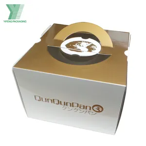 Custom Logo Printing Transparent Pet Clear Paper Folding Birthday Cake Box Packaging With Ribbon Handle