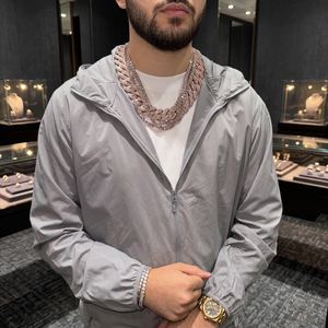 Collier chaîne cubaine en or massif avec diamant de laboratoire taille brillant rond micro-pavé, style Hip Hop, bijou certifié IGI - Product Image 1