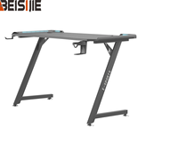 Bureau de jeu en forme de Z BEISIJIE TZ-1 en fibre de carbone avec éclairage RGB et accessoires