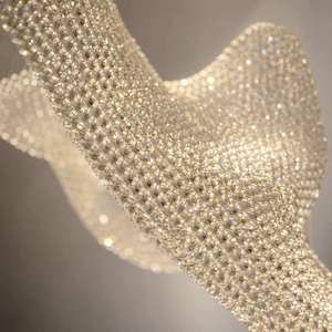 Lámpara de Techo de Cristal de Lujo, Redonda, Dorada, Grande, para Vestíbulo de Hotel, LED 2700K, Blanco Cálido, Regulable, E27, con Interruptor - Product Image 3