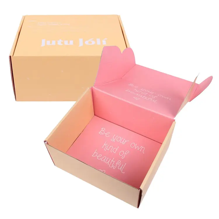 Cajas de cartón con logotipo personalizado, envío de correo, color rosa, para cosméticos, cuidado de la piel, cajas de embalaje corrugado