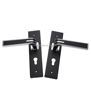 Cerradura de manija de puerta ABS de estilo moderno, distancia de agujero de 58mm, manija de placa de hierro de níquel negro Pintu Kinci Pintu - Product Image 2