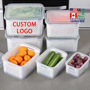 Koelkast opbergbox voor voedsel, keukenopbergbox, koelkastorganizer, mand voor het afdruipen van groenten en fruit, containers - Product Image 1