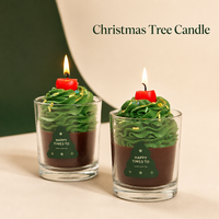 Bougie Pilier en Cire de Soja Artisanale Style Moderne Matcha Cake Glass, 100% Biologique, Combustion Propre pour Diwali et Noël