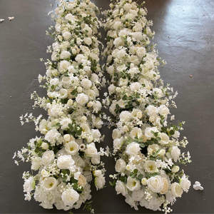 Đồ trang trí sự kiện S02509 Hoa giả Hoa hồng trắng Dải hoa lối đi Trung tâm trang trí đám cưới và trang trí bàn Dải hoa - Product Image 4
