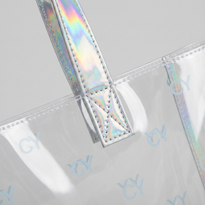 <span class=keywords><strong>Sac</strong></span> fourre-tout transparent en PVC durable avec poignées en PU laser et surpiqûres multiples pour le bureau et l'usage quotidien professionnel - Product Image 3
