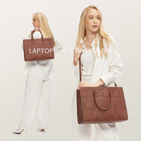 LOVEVOOK Sacs à Main Fourre-tout Mode pour Femmes 15,6 Pouces, en Cuir PU Vintage, pour Ordinateur Portable, Travail, Affaires, École, Bureau - Lot de 2 Pièces