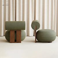 Fauteuil d'appoint moderne de luxe nordique en bouclette pour chambre d'hôtel, salon ou maison, avec structure en bois