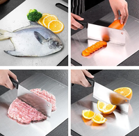 Planches à découper en acier inoxydable, planche à découper double face, planche à découper en titane pour la cuisine, logo personnalisé OEM