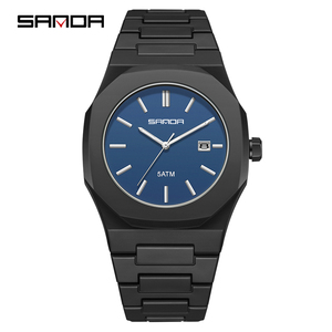 Orologio al quarzo SANDA 9091 alla moda per gli <span class=keywords><strong>uomini</strong></span> 5ATM impermeabile ottagonale semplice quadrante opaco smerigliato con calendario - Product Image 4