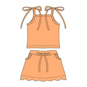 GSSO3913 Conjunto Infantil Personalizado para Niña Activa, Color Rosa Sólido con Estampado, Sin Mangas, con Volantes, Venta al Por Mayor - Product Image 3