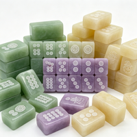 Tuiles de Mahjong en marbre gravé effet jade durables, blocs de jeu artistiques sur mesure, ensemble de Mahjong pour la maison et les collectionneurs