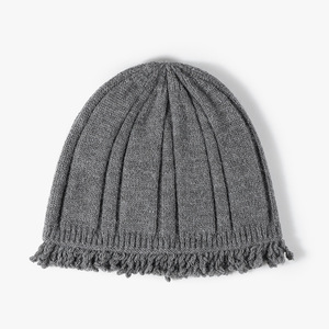 Phong Cách Đường Phố Dệt Kim Fringe Hat Ấm Tua Cạnh <span class=keywords><strong>Beanie</strong></span> Sang Trọng Dệt Kim <span class=keywords><strong>Cap</strong></span> Độc Đáo HEM Kết Cấu Đan <span class=keywords><strong>Beanie</strong></span> Với Fringe OEM/ODM - Product Image 2