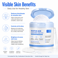 Discos Desmaquillantes Veganos Orgánicos Suaves, Minimiza los Poros, Controla la Grasa, Limpia en Profundidad, Reduce los Puntos Negros, Reduce el Acné y las Imperfecciones, Exfoliante con BHA y AHA