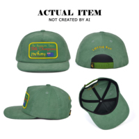 Casquette en velours côtelé personnalisée avec patch tissé, casquette de baseball à 5 panneaux, casquette snapback à visière plate, fabricant de casquettes snapback