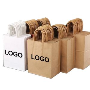 2026 New RC Custom Grocery Shopping Gift Handle Craft Print Food Takeaway Packaging <b>Small</b> Kraft Paper Bag with Your Own logo - Product Image 2