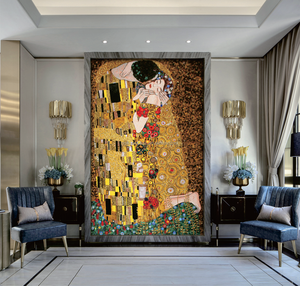 <span class=keywords><strong>Mural</strong></span> <span class=keywords><strong>de</strong></span> mosaico cortado a mano con tema <span class=keywords><strong>de</strong></span> beso en color dorado personalizado para decoración <span class=keywords><strong>de</strong></span> pared en hoteles, villas, centros comerciales, cocinas, baños y salas <span class=keywords><strong>de</strong></span> estar. - Product Image 4