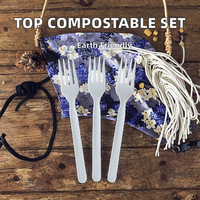 Ensemble de couverts biodégradables en PLA personnalisables et modernes - Cuillère, fourchette, couteau |   Sans BPA, écologique, jetable, pour les fêtes