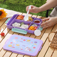 Lonchera Bento de 1200 ml con 5 Compartimentos, Apta para Microondas, con Bolsa para Salsas y Cubiertos, con Certificación LFGB, FDA y CPC, MOQ Bajo, Logotipo Personalizado, Regalo