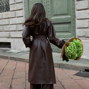 Veste longue décontractée zippée en similicuir tendance pour femmes et hommes, fabrication sur mesure, pièce unique - Product Image 3