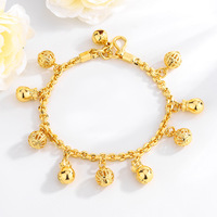 Bracelet en cuivre plaqué or 18 carats pour femme, style ethnique, avec pendentifs pièces et clochettes, idéal pour la danse du ventre et les anniversaires - Best-seller transfrontalier