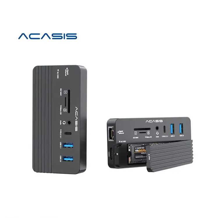Acasis ฮับ USB C แบบ10-In-1ที่สามารถถอดเปลี่ยนได้,พร้อม SSD Enclosure สำหรับโทรศัพท์แล็ปท็อป Mac